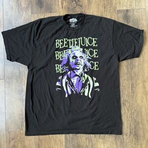 BEETLEJUICE BEETLEJUICE  BEETLEJUICE Black T Shirt Official Size 2XL XXL Cotton